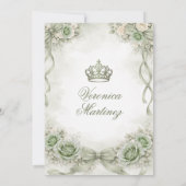 Spanish Quinceañera Sage Green Princess 15 Años 招待状 (裏面)