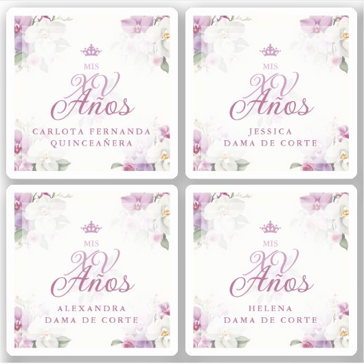 Spanish Romantic Exquisite Floral Orchids Bouquets シール (正面)