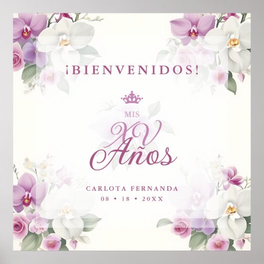 Spanish Romantic Exquisite Floral Orchids Bouquets ポスター (正面)