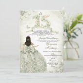 Spanish Sage Green & Silver Crown 15 Años Princess 招待状 (スタンド正面)