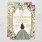 Spanish Sage Pink & Gold 15 Años Princess Birthday 招待状 (正面/裏面)