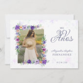 Spanish Sweet Floral Charm Lilac Shades Photo XV 招待状 (正面)