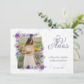 Spanish Sweet Floral Charm Lilac Shades Photo XV 招待状 (スタンド正面)