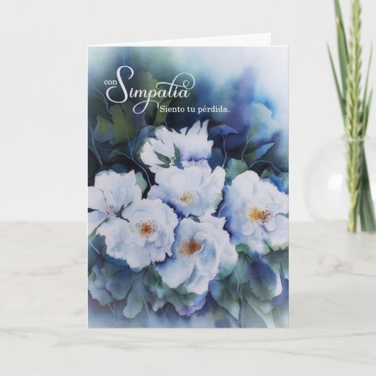 Spanish Sympathy Con Simpatia Blue Flowers カード (正面)