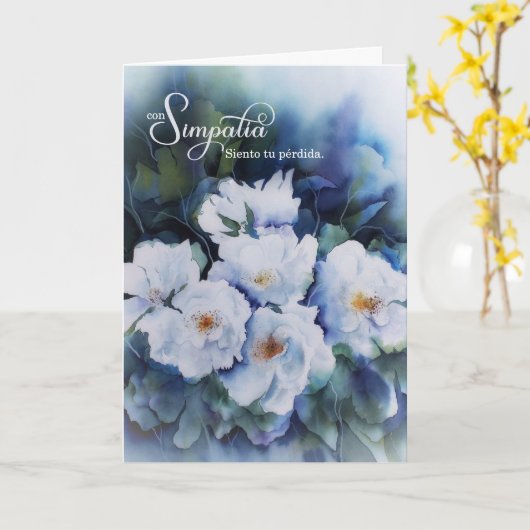 Spanish Sympathy Con Simpatia Blue Flowers カード (黄色い花)