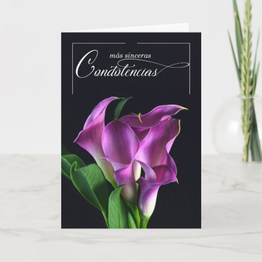 Spanish Sympathy Con Simpatia Purple Lilies カード (正面)