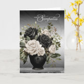 Spanish Sympathy Vase of Black and White Roses カード (黄色い花)