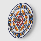 Spanish Talavera Style Numbered Clock ラージ壁時計 (傾斜)