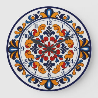 Spanish Talavera Style Numbered Clock ラージ壁時計