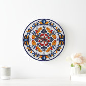 Spanish Talavera Style Numbered Clock ラージ壁時計 (ホーム)