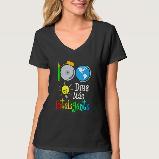 Spanish Teacher 100 Days Smarter 100th Day Of Scho Tシャツ (正面)