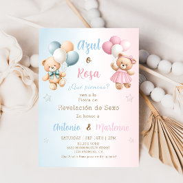 Spanish Teddy Bear Gender Reveal Invitation 招待状