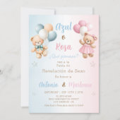 Spanish Teddy Bear Gender Reveal Invitation 招待状 (正面)