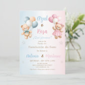 Spanish Teddy Bear Gender Reveal Invitation 招待状 (スタンド正面)