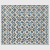 Spanish Tile Pattern Gold Blue Clover ラッピングペーパー (フラット)