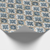 Spanish Tile Pattern Gold Blue Clover ラッピングペーパー (角)