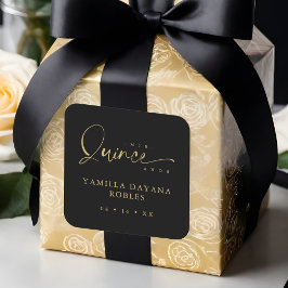 Spanish Trendy Calligraphy Quinceañera Mis XV Años スクエアシール