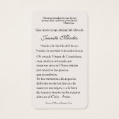 Spanish Virgin Mary Holly Religious Prayer Card (裏面)