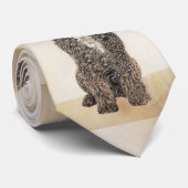 Spanish Water Dog Painting - Cute Original Dog Art ネクタイ (ロール)