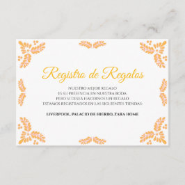 Spanish Wedding Enclosure Card with Yellow Floral エンクロージャーカード