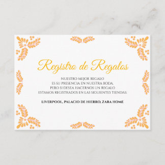Spanish Wedding Enclosure Card with Yellow Floral  エンクロージャーカード