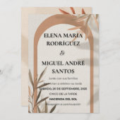 Spanish Wedding Invitation Terracotta Arch Olive 招待状 (正面/裏面)