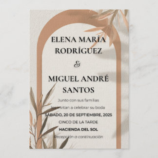 Spanish Wedding Invitation Terracotta Arch Olive 招待状