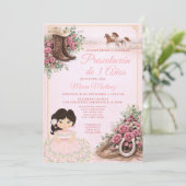 Spanish Western Pink Floral Presentación de 3 Años 招待状 (スタンド正面)