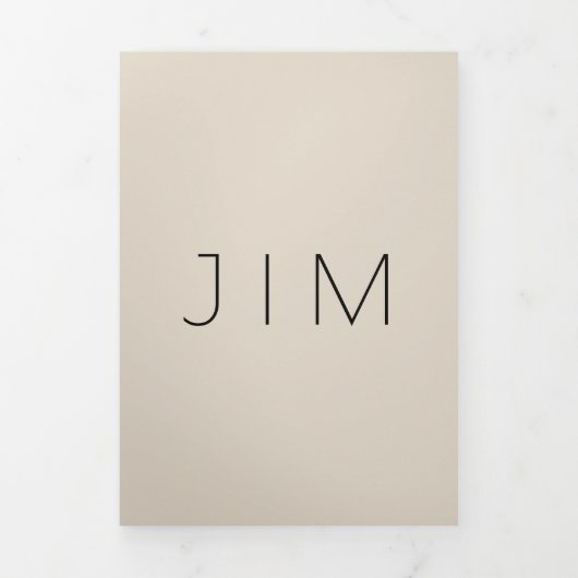 Spanish White Beige Formal minimal Wedding 三つ折りカード (カバー)
