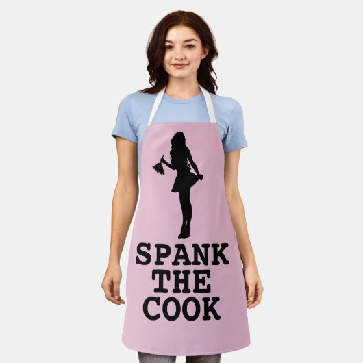 SPANK THE COO Kitchenn Apron Wife Gift エプロン (着用した状態)