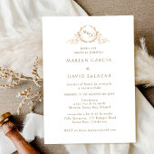 Spañol, Elegante Boda con Monograma color Oro    招待状