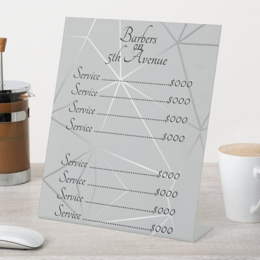 SparkをオンにしたClassy Silver/Grayの幾何線 台座サイン (インサイチュ)