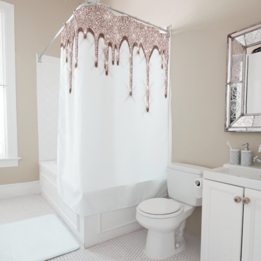 Spark Dripsグリッターバラ3Dエフェクト。白ユニーク色 シャワーカーテン (インサイチュ)