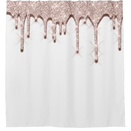 Spark Dripsグリッターバラ3Dエフェクト。白ユニーク色 シャワーカーテン (正面)