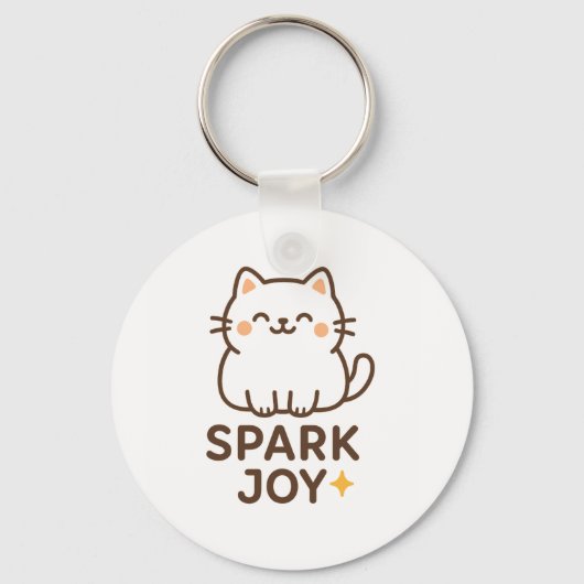Spark Joy Cat Keyring - Pastelかわいい美学Gif キーホルダー (正面)