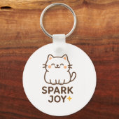 Spark Joy Cat Keyring - Pastelかわいい美学Gif キーホルダー (正面)