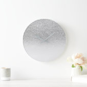 Sparklの灰色の銀製のグラデーションでミニマルな白黒 ラージ壁時計 (ホーム)