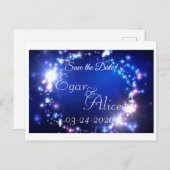 Sparkleの日付の保存招待状 ポストカード (正面/裏面)