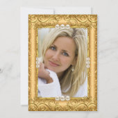 SPARKLEエレガント金ゴールドホワイトパールフォト誕生日 招待状 (裏面)