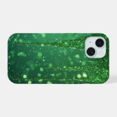 Sparkle Bokeh Luxury Elegant Emerald Glitter Gift iPhone 15ケース (裏面横)