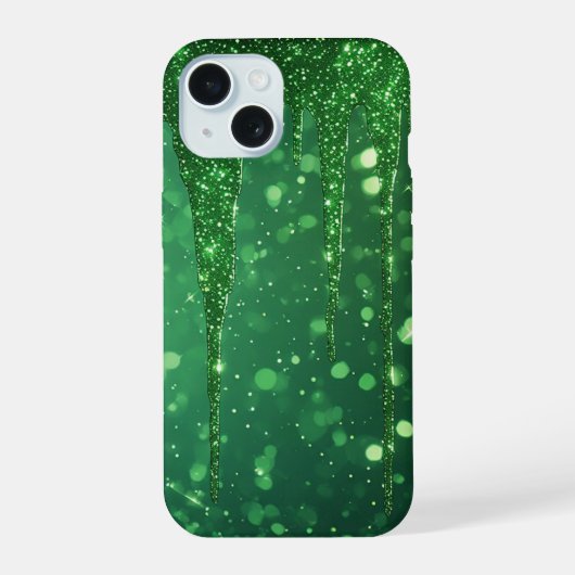 Sparkle Bokeh Luxury Elegant Emerald Glitter Gift iPhone 15ケース (裏面)
