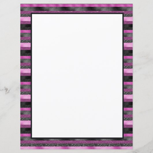 Sparkle Chic Pink Black Glitter Stripe Personalize (裏面)