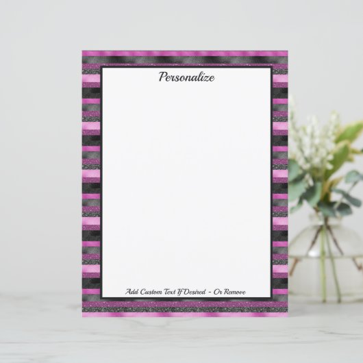 Sparkle Chic Pink Black Glitter Stripe Personalize (スタンド正面)