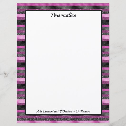 Sparkle Chic Pink Black Glitter Stripe Personalize (正面)
