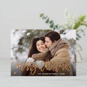 Sparkle Christmas 2 PHOTO Greetingバラ金ゴールド 箔シーズンカード (立ち正面)