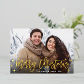 Sparkle Christmas 3 PHOTO Greeting金ゴールド 箔シーズンカード (立ち正面)