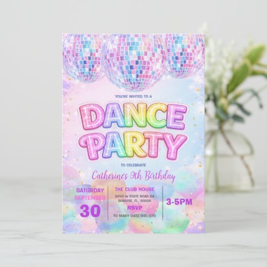 Sparkle Dance Disco Ball Birthday Party Invitation 招待状 (スタンド正面)