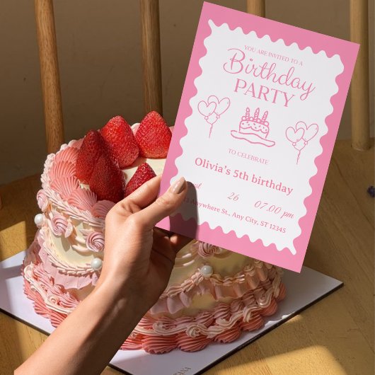 Sparkle & Fun 5歳の誕生日招待状 招待状