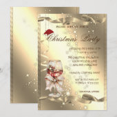 Sparkle Glass Bow Corporate Christmas Party, 招待状 (正面/裏面)