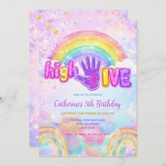 Sparkle High Five Birthday Party Invitation 招待状 (正面/裏面)